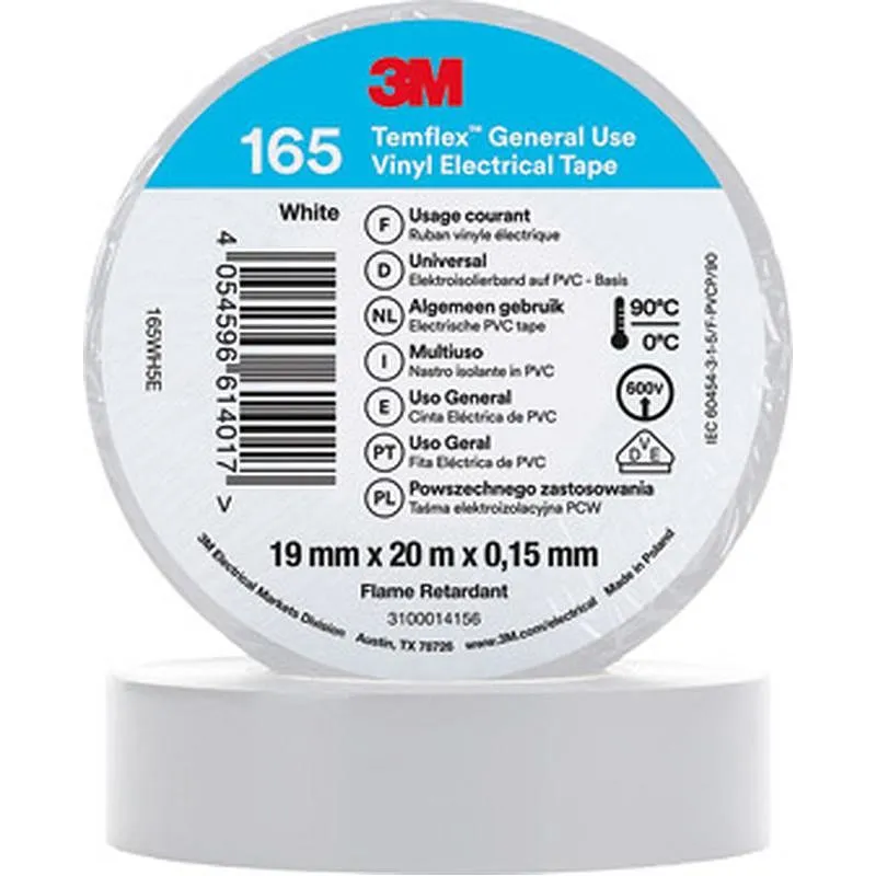 Compra CINTA AISL. 3M 20MT X19MM TEMPLEX 165 PVC BLANCO COLOR BLANCO 3M 7100184808 al mejor precio