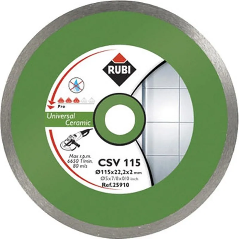 Compra DISCO CORTE PORCELAN. B/CONT 115X22,2 MM DIAM CSV115PRO RUBI RUBI 25910 al mejor precio