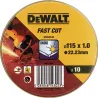 Compra DISCO CORTE INOX 115X1,0X22,23MM FAST CUT DEWALT 10 PZ DEWALT DT3506-QZ al mejor precio