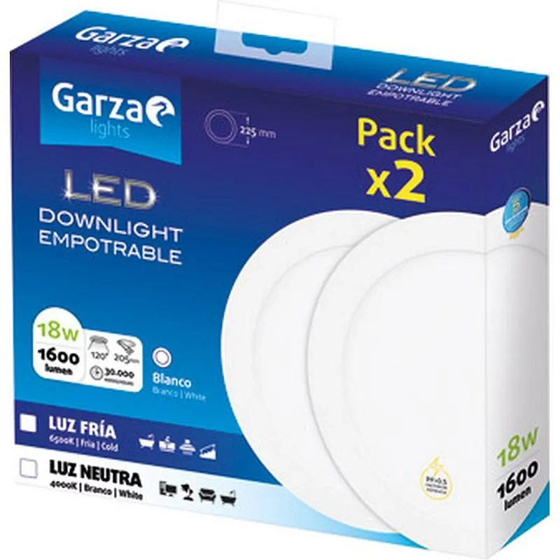 Compra DOWNLIGHT INTER. 18W 26,5X23X25,5CM 1600LM 4000K PACK 2UDS M GARZA 401402A al mejor precio