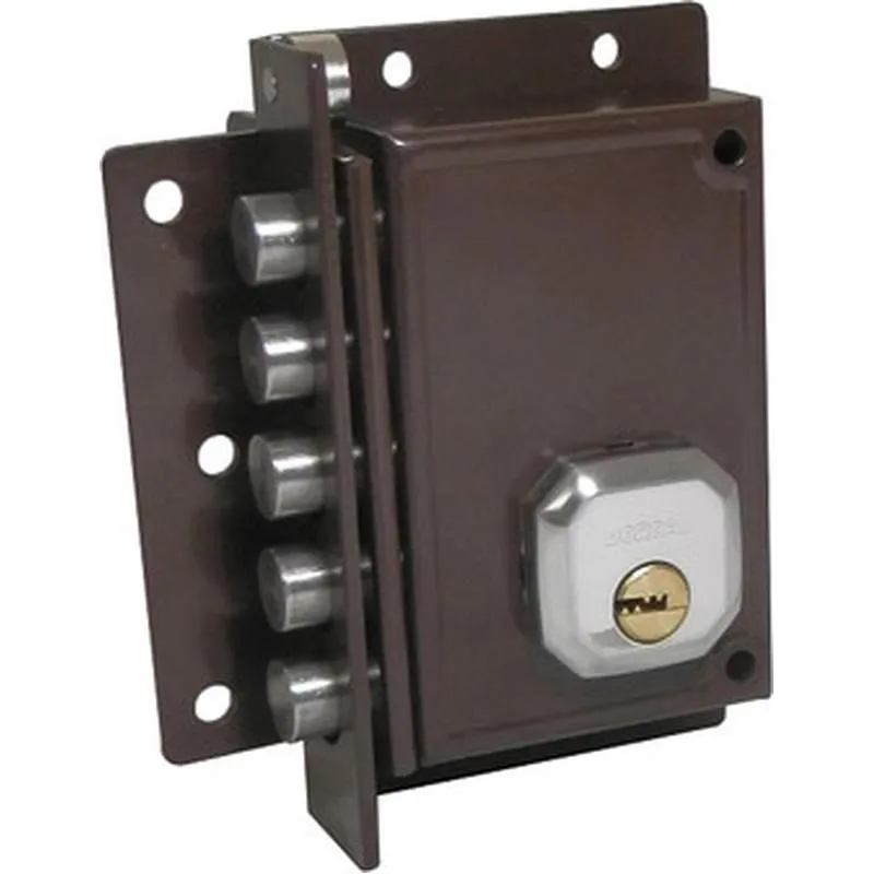 Compra CERRADURA SEGURIDAD SOBREPONER C922-D 5 BULONES 87X32X140MM MARRON IZQUIERDA DORCAS C-C922I al mejor precio