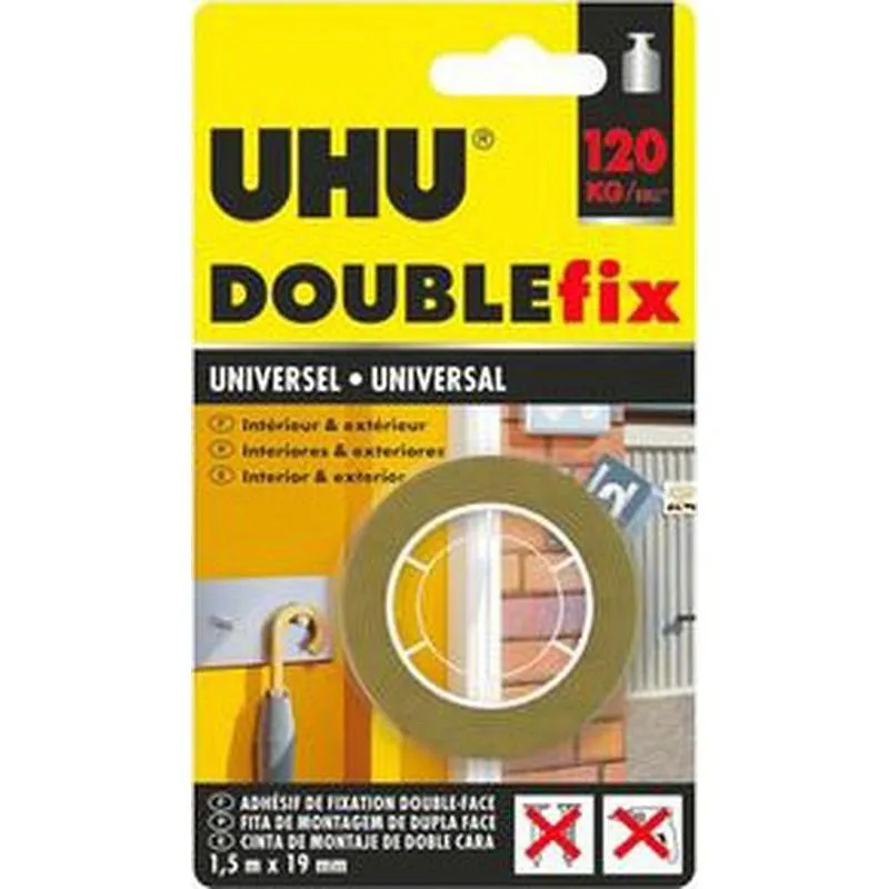 Compra CINTA DOBLE CARA UNIVERSAL DOUBLEFIX 1,5 M X 19 MM MARRON UHU 36497 al mejor precio