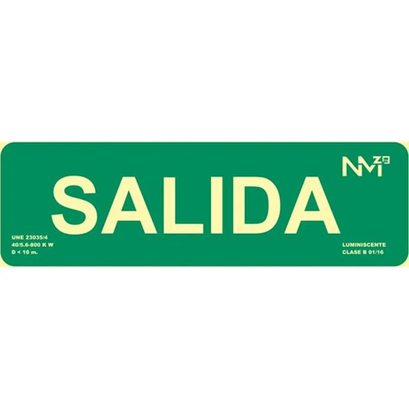 Compra CARTEL SEÑAL 105X300MM LUMINISCENTE PVC SALIDA NORMALUZ NORMALUZ B12104 al mejor precio