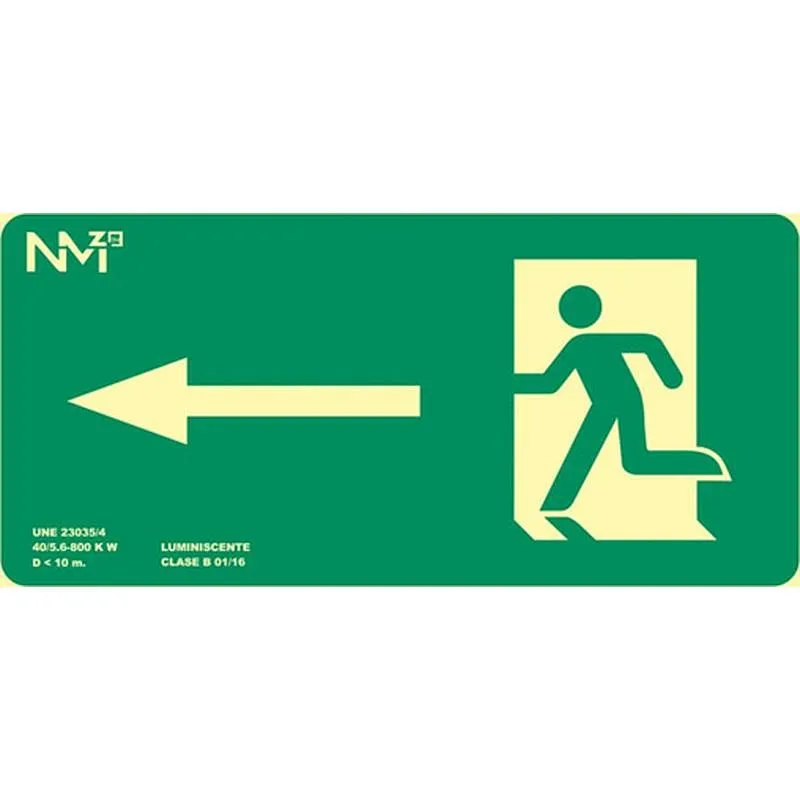 Compra CARTEL SEÑAL 320X160MM LUMINISCENTE PVC SALIDA IZQUIERDA NOR NORMALUZ B11131 al mejor precio