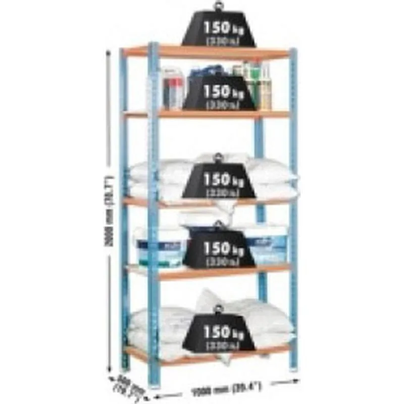 Compra ESTANTERIA METAL 5 ESTANTES MADERA SIN TORNILLOS 200 X 100 X 50 CM AZUL/NARANJA 150KG/EST SIMONRACK 458100025201055 al mejor precio