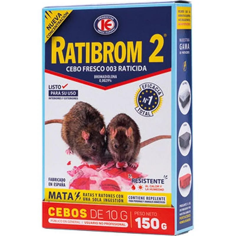 Compra RATICIDA CEBO FRESCO RATIBROM-2 150 GR RATIBROM-2 D01.311 al mejor precio