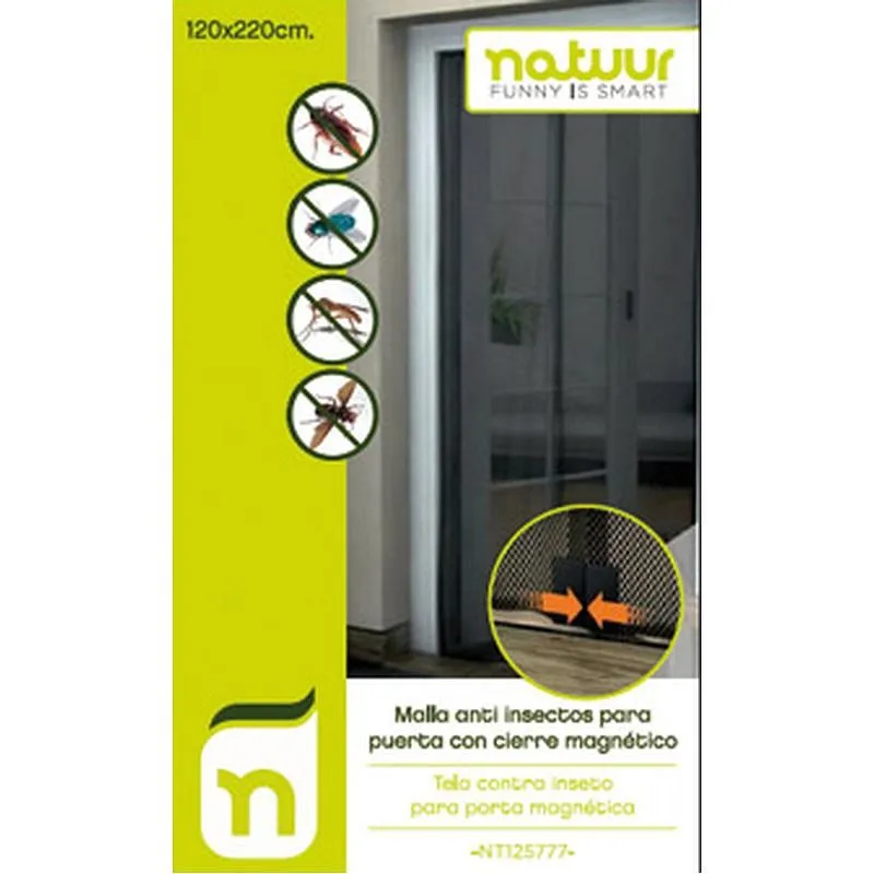 Compra MOSQUITERA PARA PUERTA DOS HOJAS FIJACION TEXTIL 120X220CM NEGRA NATUUR NT125777 al mejor precio