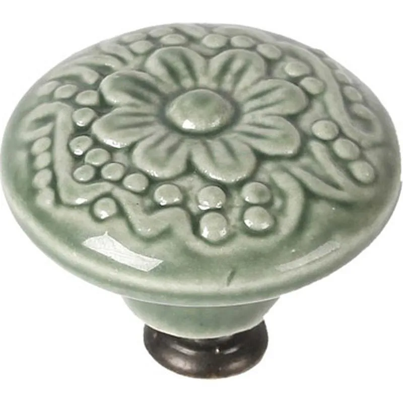 Compra POMO MUEBLE PORCELANA VERDE 44X35MM REI 7-E523.07 al mejor precio