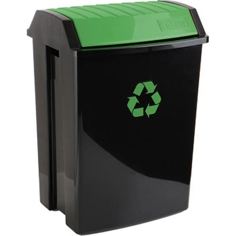 Compra CONTENEDOR RECICLAJE 50 L NEGRO 40 X 33,5 X 57,5 TAPA VERDE TATAY 1102301 al mejor precio