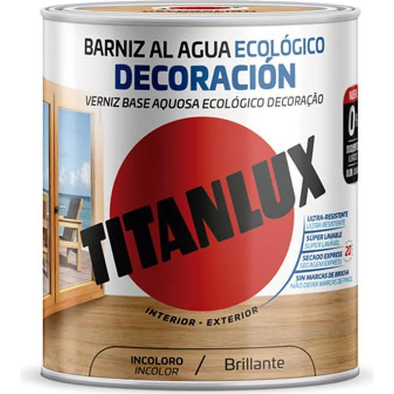 Compra BARNIZ AL AGUA ECOLOGICO DECORACION BRILLANTE 250 ML INCOLORO TITANLUX M20100014/5809434 al mejor precio
