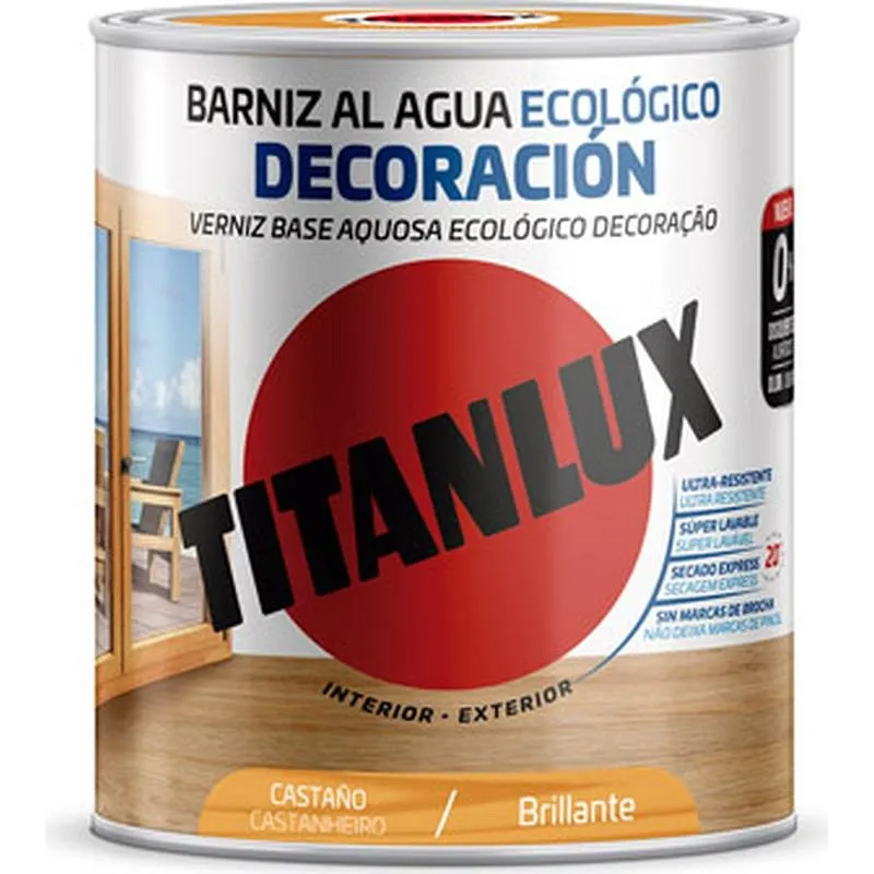 Compra BARNIZ AL AGUA ECOLOGICO DECORACION BRILLANTE 250 ML CASTAÑO TITANLUX M20100114/5809437 al mejor precio