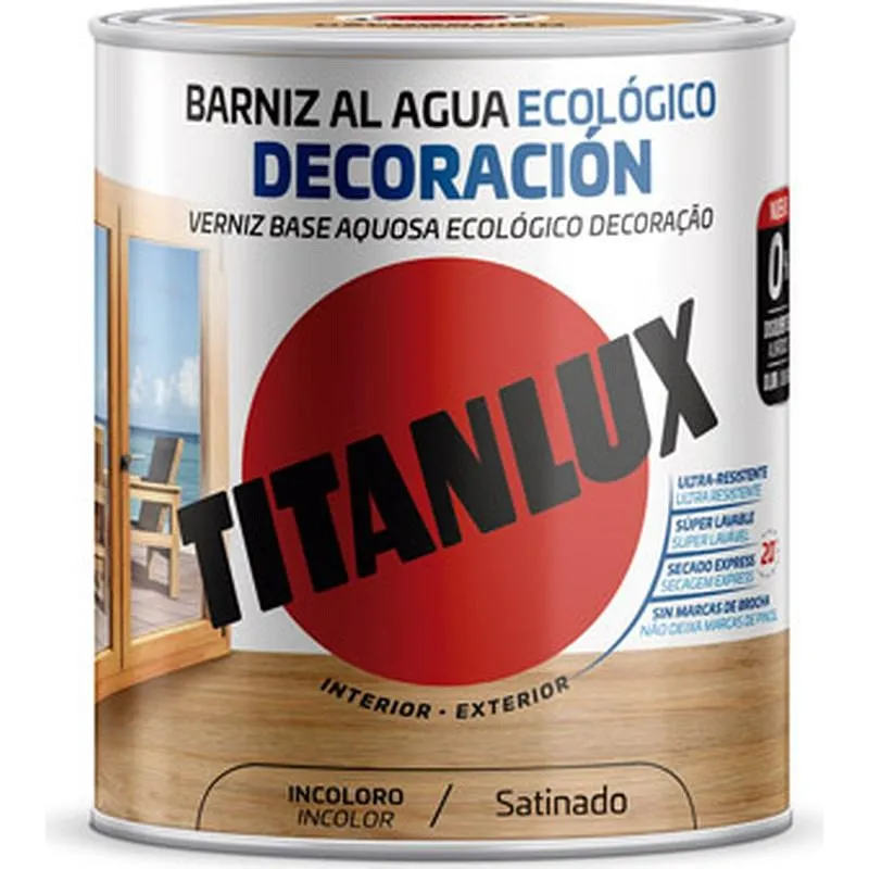 Compra BARNIZ AL AGUA ECOLOGICO DECORACION SATINADO 250 ML INCOLORO TITANLUX M21100014/5809447 al mejor precio