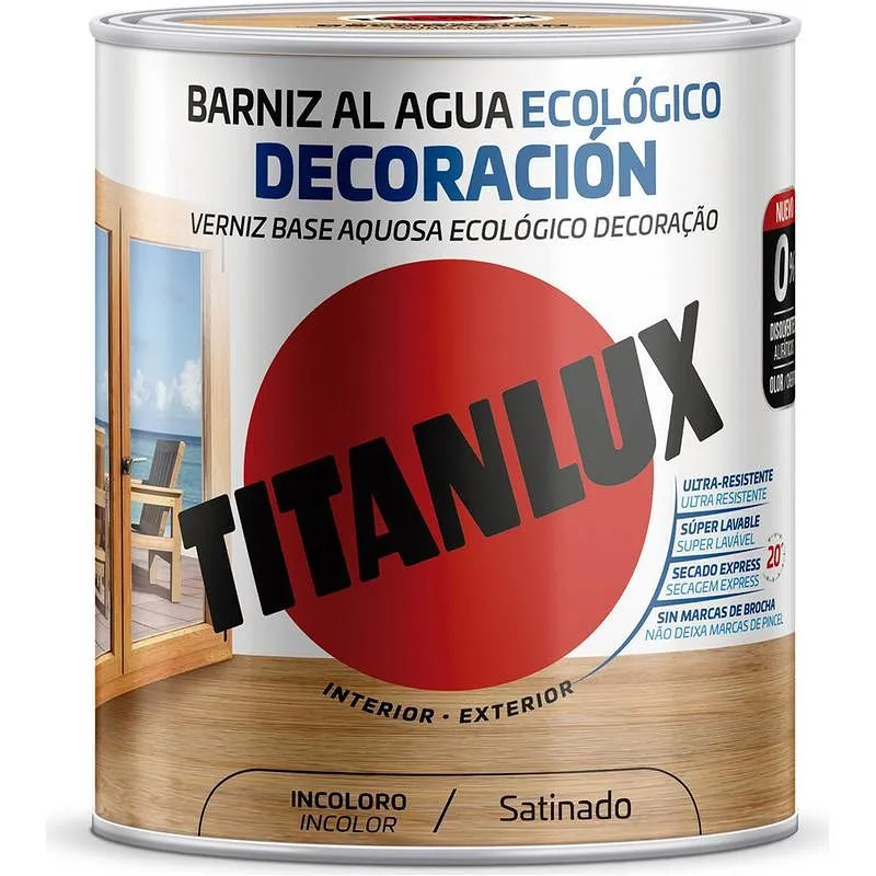 Compra BARNIZ AL AGUA ECOLOGICO DECORACION SATINADO 2,5 L INCOLORO TITANLUX M21100025/5809448 al mejor precio