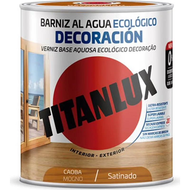 Compra BARNIZ AL AGUA ECOLOGICO DECORACION SATINADO 250 ML CAOBA TITANLUX M21100414/5809454 al mejor precio