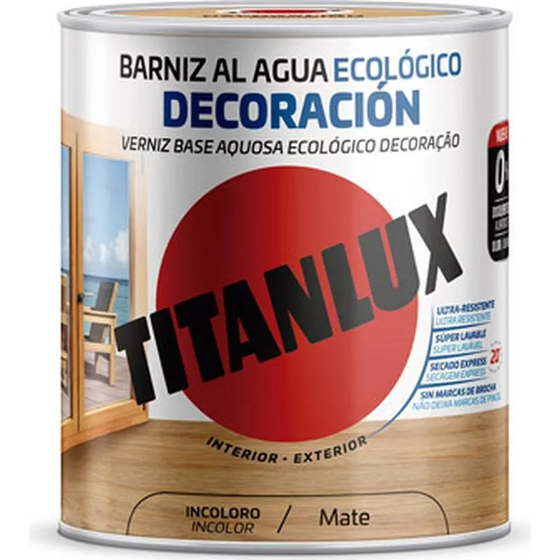 Compra BARNIZ AL AGUA ECOLOGICO DECORACION MATE 250 ML INCOLORO TITANLUX M22100014/5809460 al mejor precio