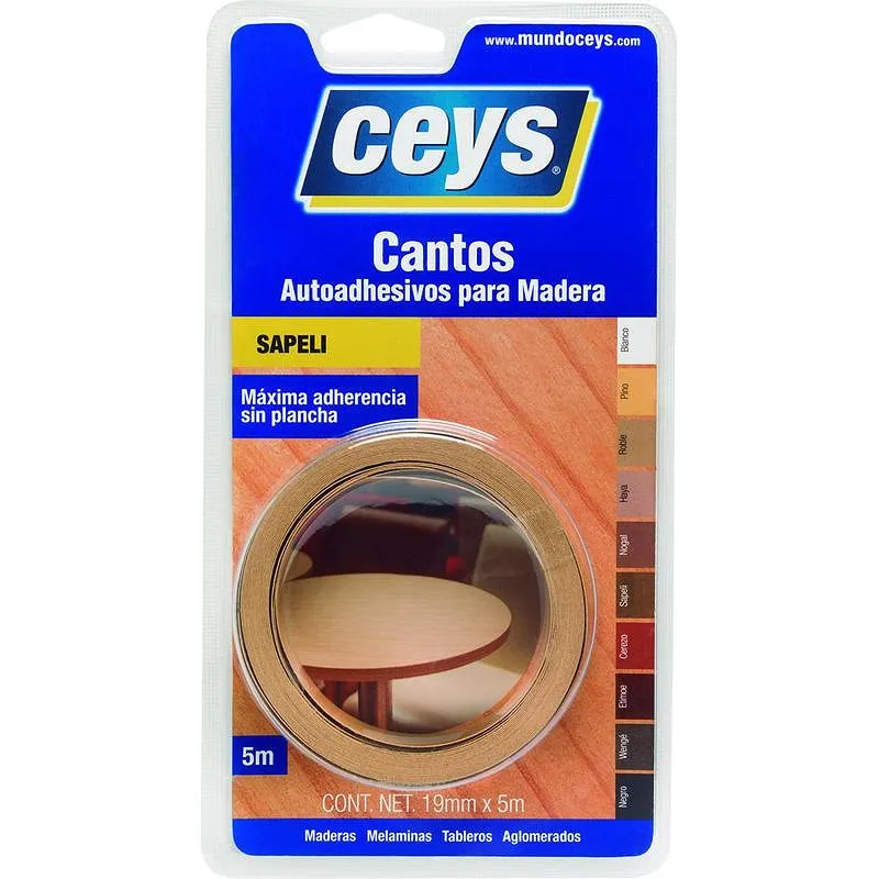 Compra CANTO ADHESIVO PARA MADERA 5 M X 19 MM SAPELI CEYS 850402 al mejor precio