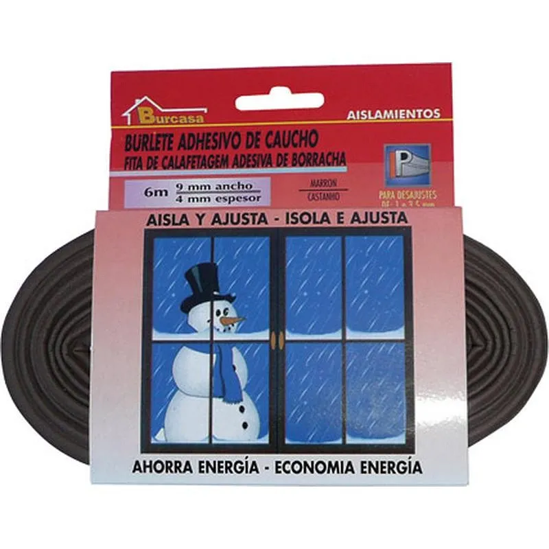 Compra BURLETE PUERTA/VENTANA ADHESIVO CAUCHO P 9 MM X 6 M MARRON BUECASA 107180 al mejor precio