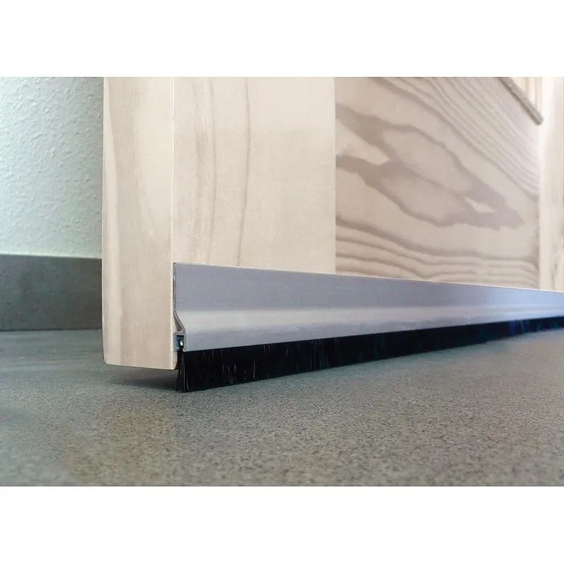 Compra BURLETE BAJO PUERTA ADHESIVO CEPILLO ALUMINIO 92 CM PLATA BUECASA 127490 al mejor precio