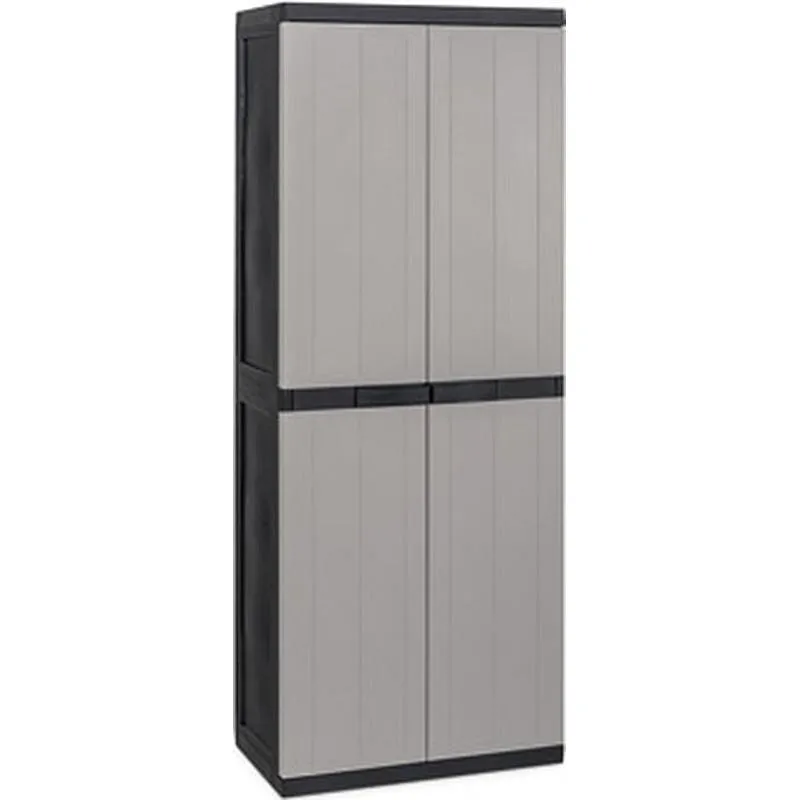 Compra ARMARIO RESINA 3 ESTANTES 65 X 37 X 165 CM NEGRO GRIS NATUUR NT128617 al mejor precio