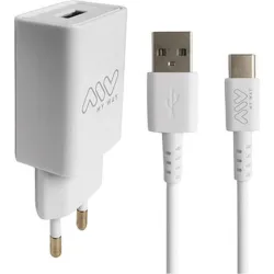 Compra CARGADOR PARED + CABLE USB TIPO C 2A 15,6X8X3CM ABS BL MYW PACK MYWAY MYWEPAK0002 al mejor precio