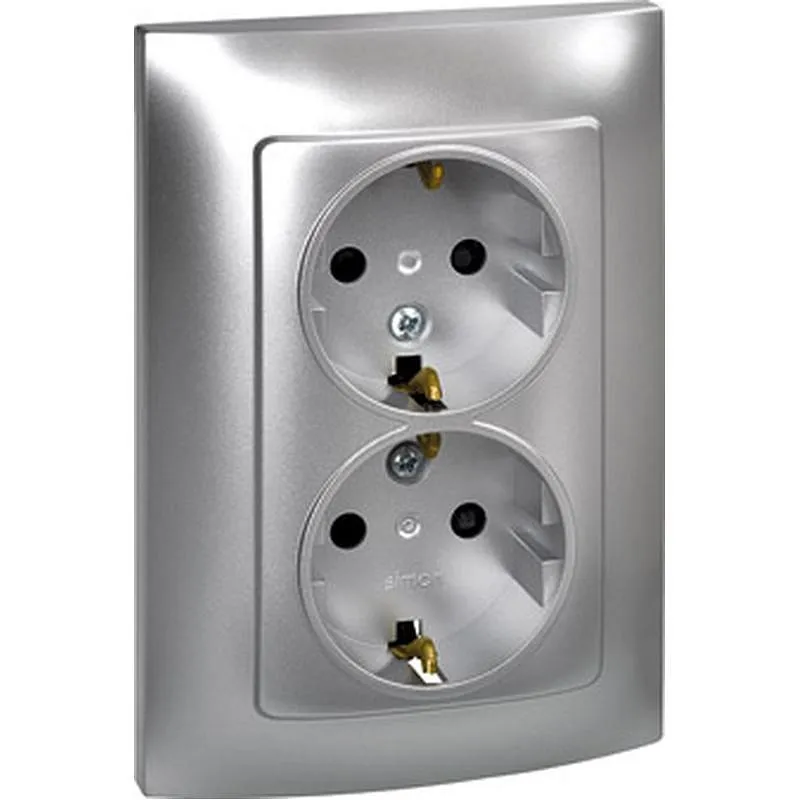 Compra BASE ENCHUFE DOBLE SCHUKO TT EMPOTRAR ALUMINIO SERIE 10 SIMON F1091459026 al mejor precio