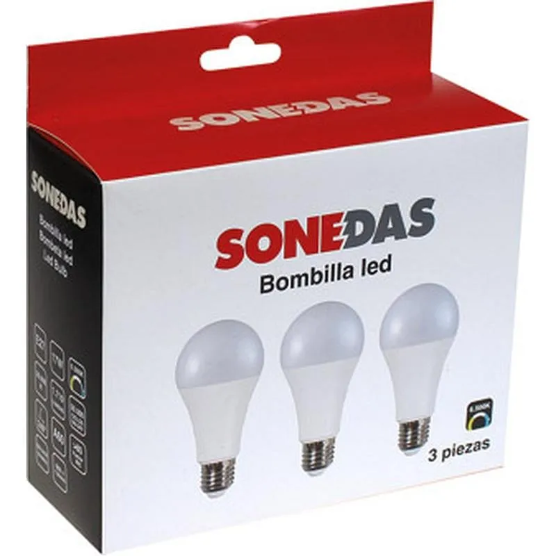 Compra BOMBILLA ILUMIN ESTANDAR LED 3 UNID A60 E27 17W 1710LM 6500K SONEDAS MK-020011006996-F al mejor precio