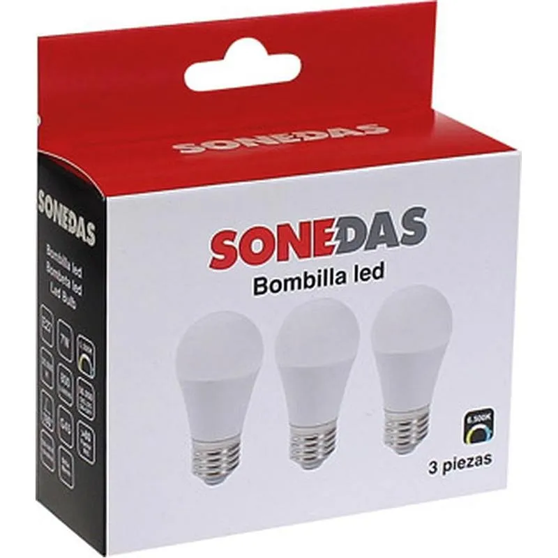 Compra BOMBILLA ESFERICA LED 3 UNID G45 E27 7W 800LM 6500K SONEDAS MK-020011001287-F al mejor precio
