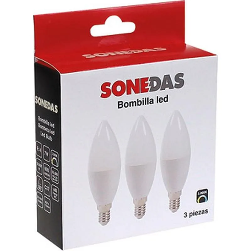 Compra BOMBILLA IUMIN VELA LED 3 UNID C37 E14 7W 800LM 3000K SONEDAS MK-020011001277-B al mejor precio