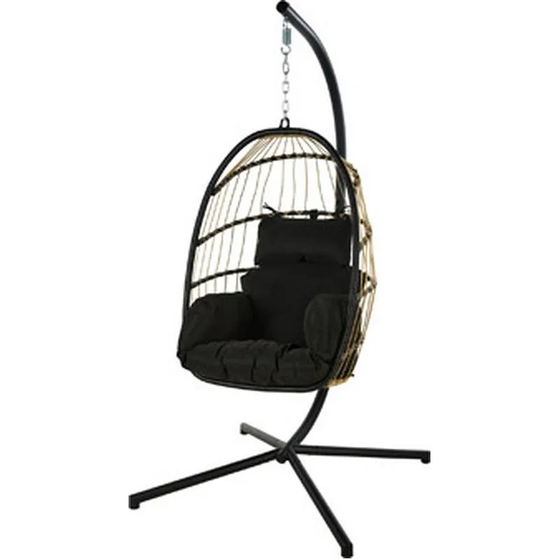 Compra HAMACA COLGANTE RATAN PLEGABLE NEGRO IMPORT X87000140 al mejor precio