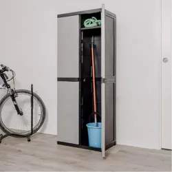 Compra ARMARIO RESINA 4 ESTANTES ESCOBERO 65 X 37 X 165 CM NEGRO GRIS TOOMAX Z0301RA--5000 al mejor precio