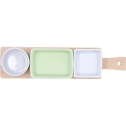 Compra TABLA APERITIVO BAMBU CON MANGO 3 CUENCOS KALEIDO 3 CUENCOS PORCELANA DECORADA KALEIDO 5426593 al mejor precio