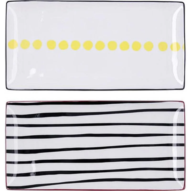 Compra BANDEJA RECTANGULAR DECORADA SURTIDO ZIGZAG BID 30,5 X 15 X 2 CM BIDASOA 5426061 al mejor precio