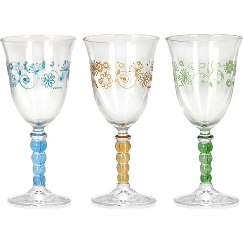 Compra COPA CRISTAL DECORADA PACK 3 UDS 27 CL FLORES VERDES CERVE M100971 al mejor precio