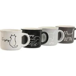 Compra TAZA PORCELANA DECORADA CAFE SURTIDO 7 CL GATOS GRISES PC-209504 al mejor precio