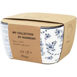 Compra MUG PORCELANA DECORADO SURTIDO AZUL SET 4 UDS 34 CL PC-212736 al mejor precio