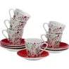 Compra TAZA CAFE PORCELONA CON PLATO SET 6 UD LOVER ROJO VERSA 20090540 al mejor precio