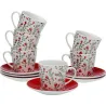 Compra TAZA TE PORCELONA CON PLATO SET 6 UD LOVER ROJO VERSA 20090541 al mejor precio