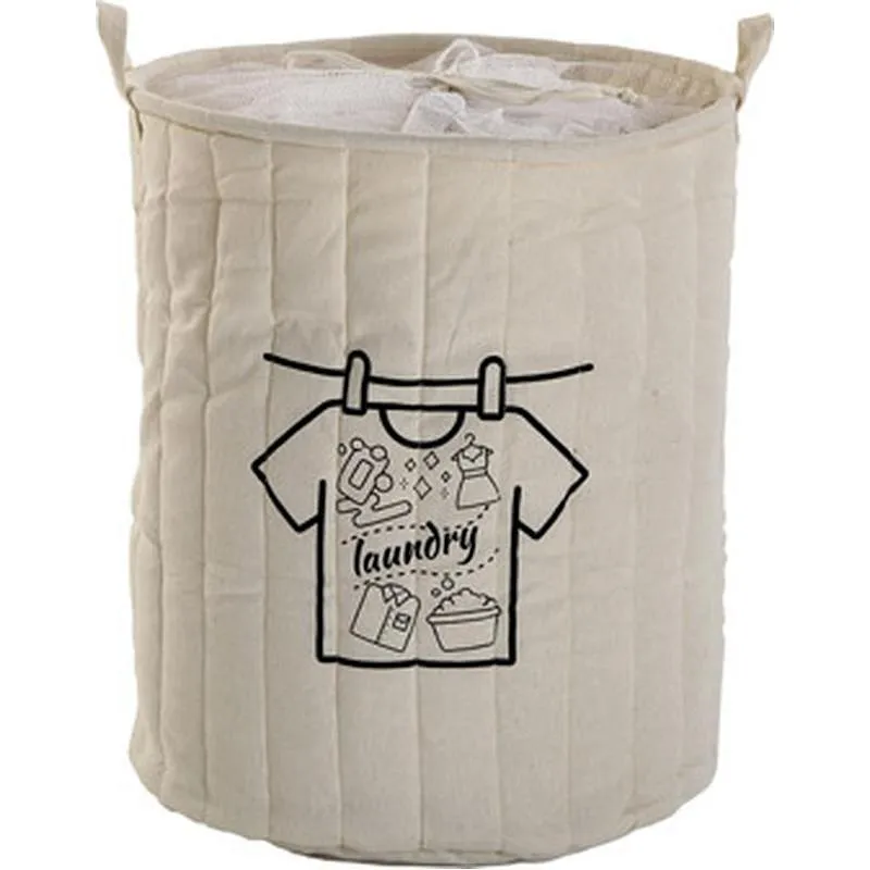 Compra CESTO ROPA DECORADO BLANCO diametro 40 X 54CM VERSA 19485528 al mejor precio