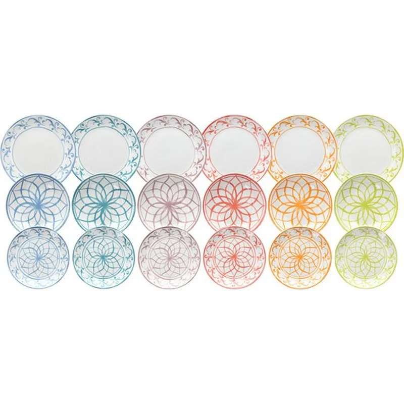 Compra VAJILLA PORCELANA DECORADA 18 PZS LISBOA - COLORES MIX TOG522 al mejor precio