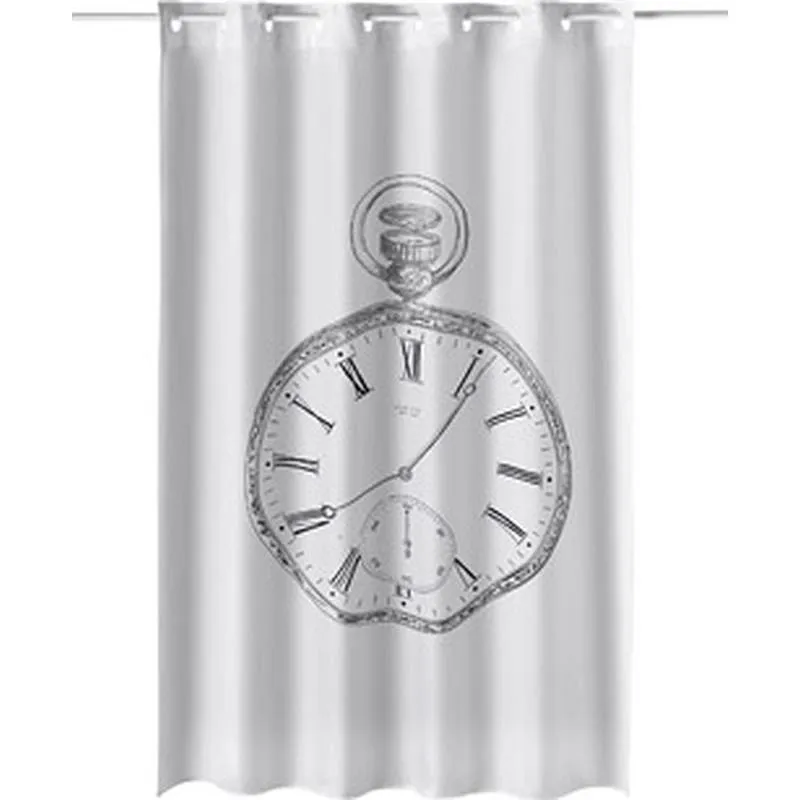 Compra CORTINA BAÑO ESTAMPADO RELOJ 180 X 200 CM POLIESTER ATENAS 290.180X200 al mejor precio