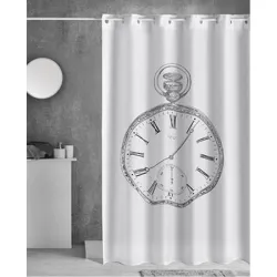 Compra CORTINA BAÑO ESTAMPADO RELOJ 180 X 200 CM POLIESTER ATENAS 290.180X200 al mejor precio