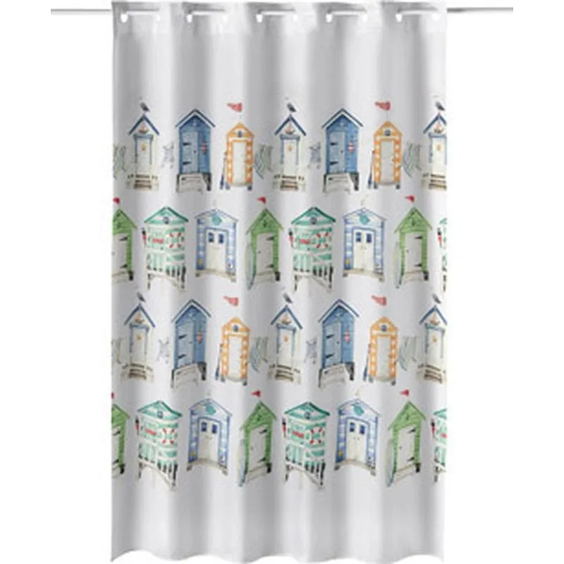 Compra CORTINA BAÑO ESTAMPADO CASITAS 180 X 200 CM POLIESTER ATENAS 292.180X200 al mejor precio