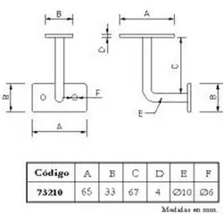 Compra SOPORTE PASAMANOS ATORNILLAR NEGRO 67MM PLACA RECTANGULAR IMEX EL ZORRO 73210 al mejor precio