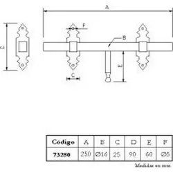 Compra PASADOR 250MM NEGRO PLACA 25X90MM IMEX EL ZORRO 73280 al mejor precio
