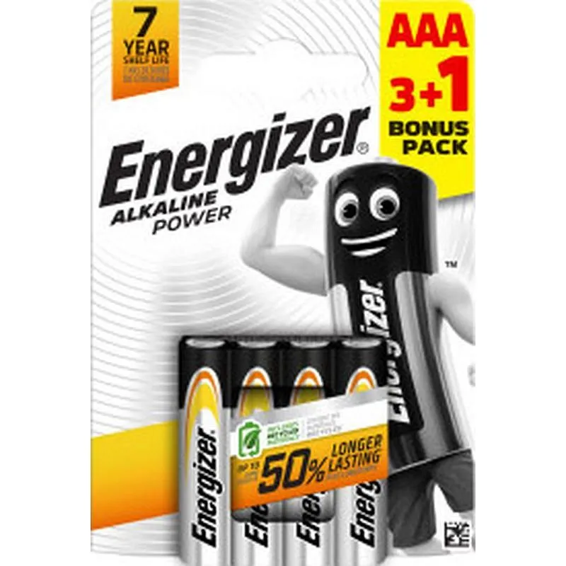 Compra PILA ALCALINA POWER LR03 AAA PACK 4 +3+1 ENERGIZER E300159607 al mejor precio