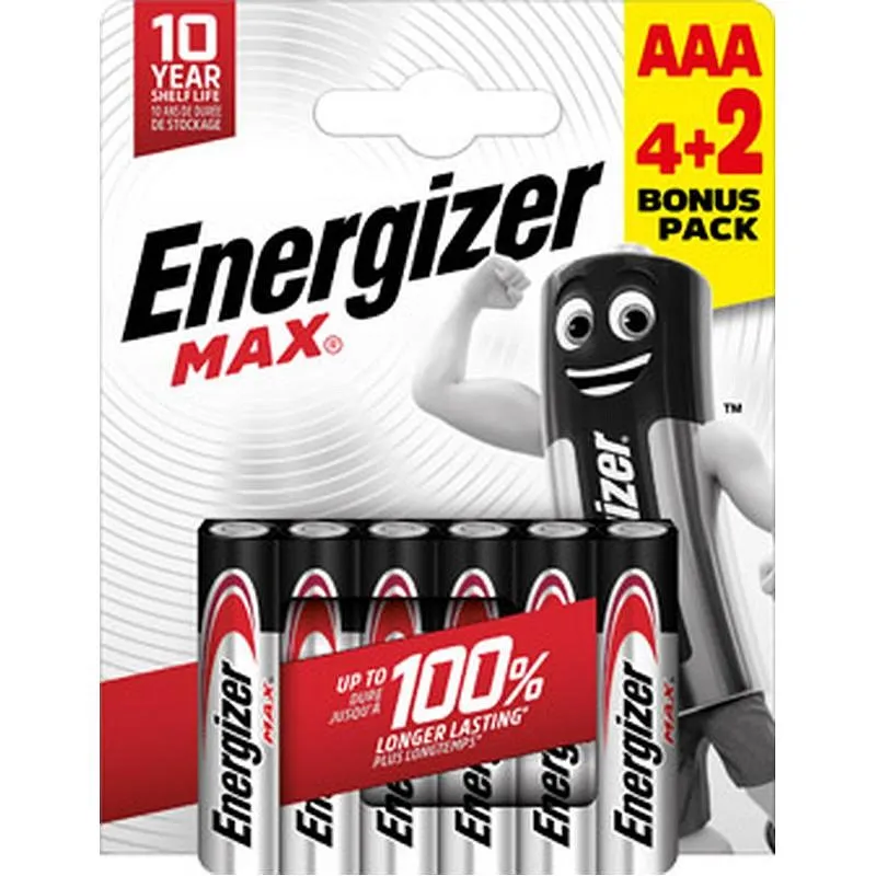 Compra PILA ALCALINA MAX LR6 AAA PACK 4+2 ENERGIZER E303328200 al mejor precio
