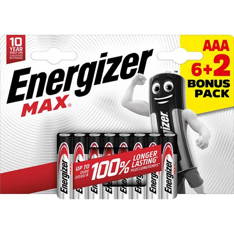 Compra PILA ALCALINA MAX LR6 AAA PACK 6+2 ENERGIZER E303326403 al mejor precio