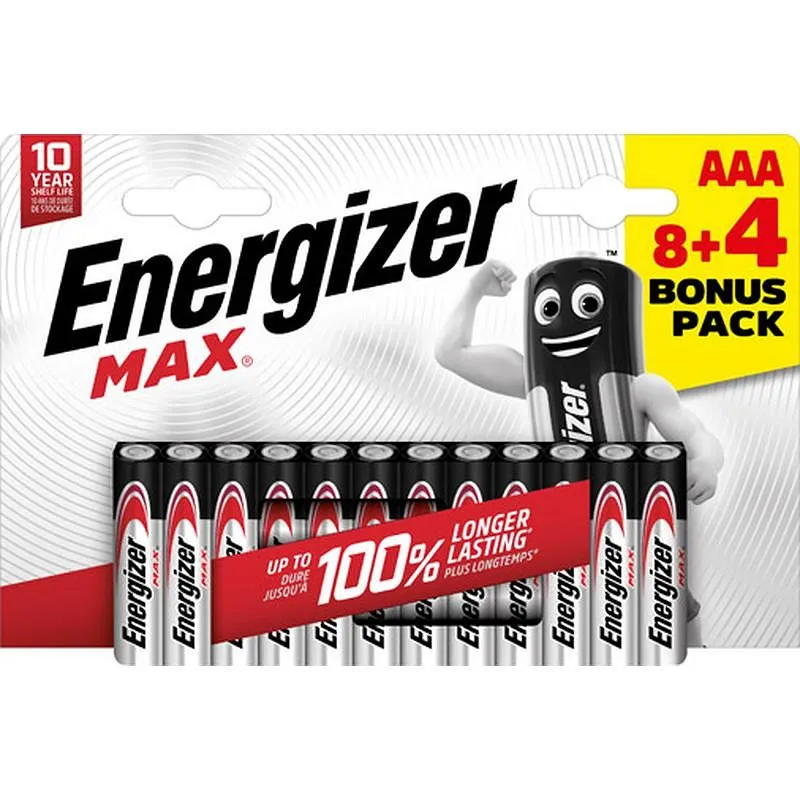 Compra PILA ALCALINA MAX LR6 AAA PACK 8+4 ENERGIZER E303340902 al mejor precio