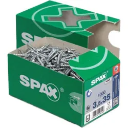 Compra TORNILLO MADERA CABEZA PLANA POZI BICROMATADO CAJA PROFESIONAL 3,5 X 20 (19) 1000 UDS SPAX 1081020350205 al mejor precio