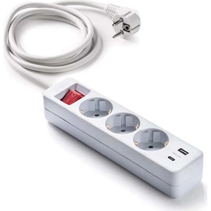 Compra BASE MULTIPLE CON INTERRUPTOR BLANCA 3 TOMAS+2USB 1,5MT FAMATEL 9/713 al mejor precio